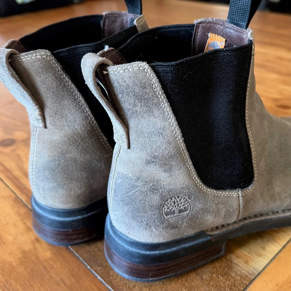Timberland Mens Waterproof Grey Suede Chelsea Boots 77034 Pull On Lug Sole